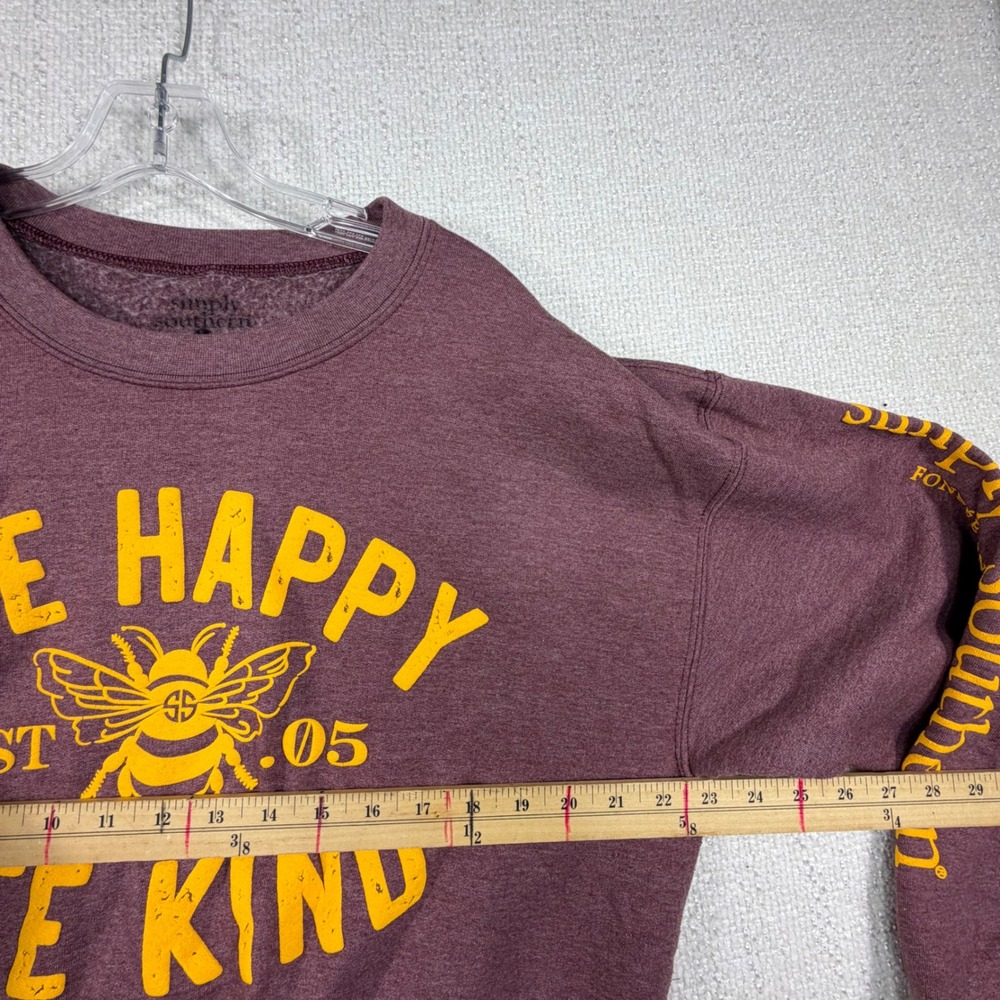 Simply Southern Bee Happy Bee Kind Maroon Sweatshirt Large Graphic Pullover - Picture 3 of 7